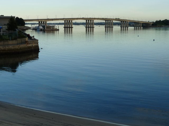 Site of old Sans Souci Baths under Captain Cook Bridge at junction of Georges River & Kogarah Bay